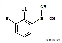 Molecular Structure of 871329-52-1 (2-Chloro-3-fluorophenylboronic acid)