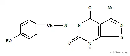Molecular Structure of 89367-92-0 (5(4'-hydroxybenzylidenoimino)-3-methylisothiazolo(5,4-d)pyrimidine-(7H)-4,6-dione)