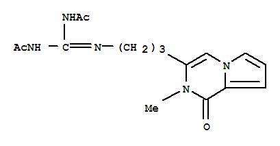 Molecular Structure of 105749-70-0 (Acetamide,N,N'-[[3-(1,2-dihydro-2-methyl-1-oxopyrrolo[1,2-a]pyrazin-3-yl)propyl]carbonimidoyl]bis-(9CI))
