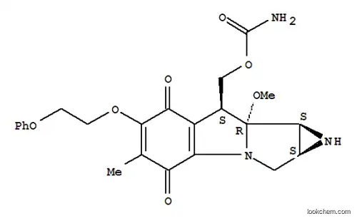 Molecular Structure of 118598-87-1 (Azirino[2',3':3,4]pyrrolo[1,2-a]indole-4,7-dione,8-[[(aminocarbonyl)oxy]methyl]-1,1a,2,8,8a,8b-hexahydro-8a-methoxy-5-methyl-6-(2-phenoxyethoxy)-,(1aS,8S,8aR,8bS)-)