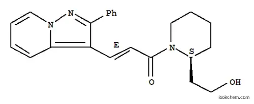 Molecular Structure of 121524-22-9 (2-Piperidineethanol,1-[(2E)-1-oxo-3-(2-phenylpyrazolo[1,5-a]pyridin-3-yl)-2-propenyl]-, (2S)- (9CI))