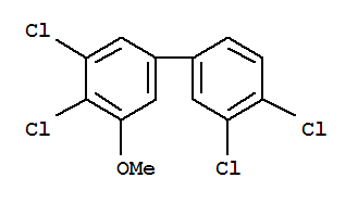 Molecular Structure of 124882-71-9 (1,1'-Biphenyl,3,3',4,4'-tetrachloro-5-methoxy-)
