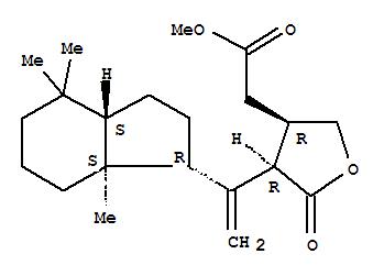 129350-19-2,3-Furanaceticacid,tetrahydro-4-[1-[(1R,3aS,7aS)-octahydro-4,4,7a-trimethyl-1H-inden-1-yl]ethenyl]-5-oxo-,methyl ester, (3R,4R)-,3-Furanaceticacid,tetrahydro-4-[1-(octahydro-4,4,7a-trimethyl-1H-inden-1-yl)ethenyl]-5-oxo-,methyl ester, [1R-[1a(3R*,4R*),3ab,7aa]]-; (+)-Seconorrisolide B; Seconorrisolide B
