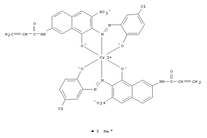 132435-14-4,Chromate(3-), bis[3-[(5-chloro-2-hydroxyphenyl) azo]-4-hydroxy-6-[(1-oxo-2-propenyl)amino ]-2-naphthalenesulfonato(3-)]-, trisodium,2-Naphthalenesulfonicacid, 3-[(5-chloro-2-hydroxyphenyl)azo]-4-hydroxy-6-[(1-oxo-2-propenyl)amino]-,chromium complex
