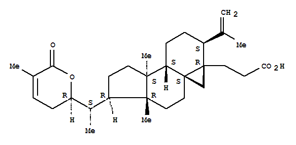 136040-43-2,1H-Cyclopenta[a]cyclopropa[e]naphthalene-3a(4H)-propanoicacid,7-[(1S)-1-[(2R)-3,6-dihydro-5-methyl-6-oxo-2H-pyran-2-yl]ethyl]decahydro-6a,9a-dimethyl-3-(1-methylethenyl)-,(3S,3aR,4aS,6aR,7R,9aS,9bS)-,9,19-Cyclo-3,4-secolanosta-4(28),24-diene-3,26-dioicacid, 22-hydroxy-, d-lactone, (22R)-;1H-Cyclopenta[a]cyclopropa[e]naphthalene-3a(4H)-propanoic acid,7-[1-(3,6-dihydro-5-methyl-6-oxo-2H-pyran-2-yl)ethyl]decahydro-6a,9a-dimethyl-3-(1-methylethenyl)-,[3S-[3a,3ab,4aR*,6aa,7a[R*(S*)],9ab,9ba]]-; Kadsulactone acid