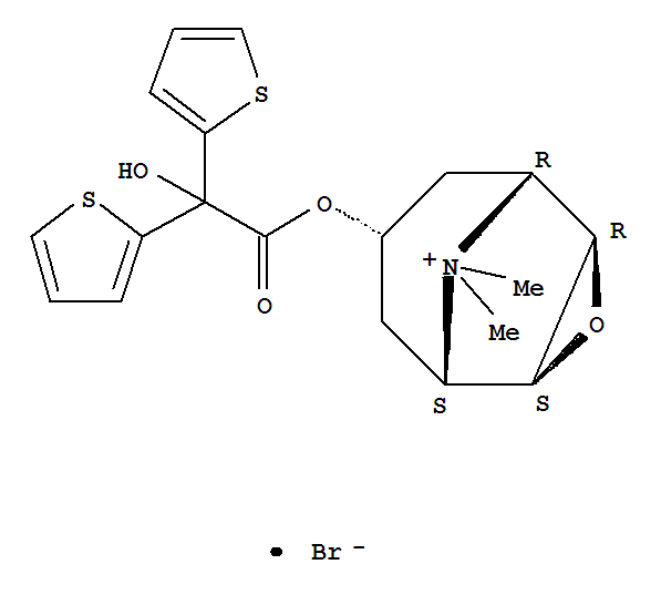 Molecular Structure of 136310-93-5 (3-Oxa-9-azoniatricyclo[3.3.1.02,4]nonane,7-[(2-hydroxy-2,2-di-2-thienylacetyl)oxy]-9,9-dimethyl-, bromide (1:1), (1a,2b,4b,5a,7b)-)