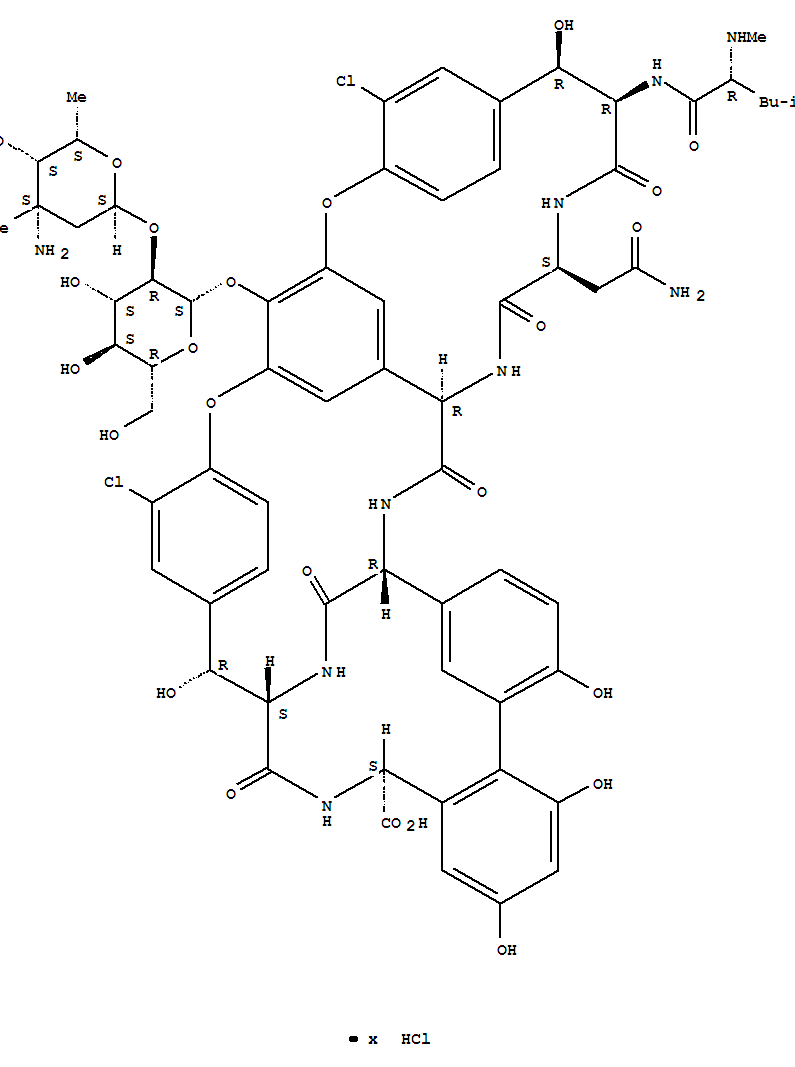 Molecular Structure of 1404-93-9 (Vancocine hydrochloride)