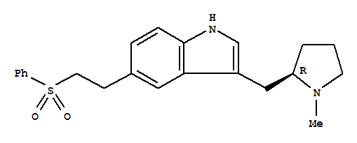 Molecular Structure of 143322-58-1 (1H-Indole,3-[[(2R)-1-methyl-2-pyrrolidinyl]methyl]-5-[2-(phenylsulfonyl)ethyl]-)