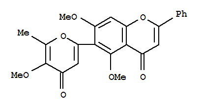 Molecular Structure of 151590-48-6 (4H-1-Benzopyran-4-one,5,7-dimethoxy-6-(5-methoxy-6-methyl-4-oxo-4H-pyran-2-yl)-2-phenyl-)
