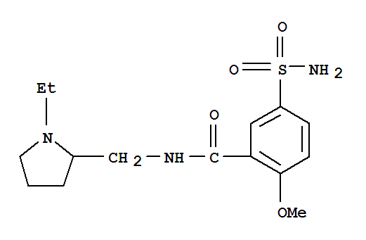 Molecular Structure of 15676-16-1 (Benzamide,5-(aminosulfonyl)-N-[(1-ethyl-2-pyrrolidinyl)methyl]-2-methoxy-)