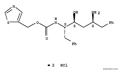 Molecular Structure of 162990-03-6 (CARBAMIC ACID, [(1S,2S,4S)-4-AMINO-2-HYDROXY-5-PHENYL-1-(PHENYLMETHYL)PENTYL]-, 5-THIAZOLYLMETHYL ESTER, DIHYDROCHLORIDE)