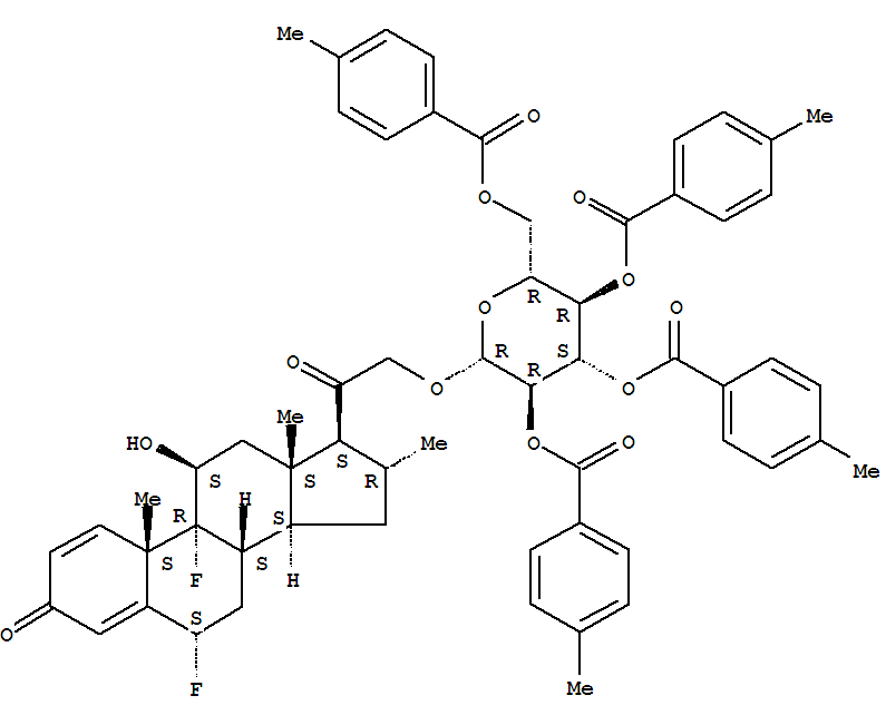 Pregna-1,4-diene-3,20-dione,6,9-difluoro-11-hydroxy-16-methyl-21-[[2,3,4,6-tetrakis-O-(4-methylbenzoyl)-b-D-glucopyranosyl]oxy]-, (6a,11b,16a)- (9CI)