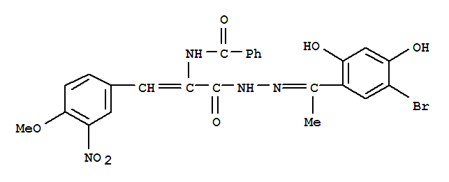17180-33-5,N-[1-({2-[1-(3-bromo-4-hydroxy-6-oxocyclohexa-2,4-dien-1-ylidene)ethyl]hydrazino}carbonyl)-2-(4-methoxy-3-nitrophenyl)ethenyl]benzamide,Cinnamic acid, a-benzamido-4-methoxy-3-nitro-, (5-bromo-2,4-dihydroxy-a-methylbenzylidene)hydrazide (8CI); NSC 134607