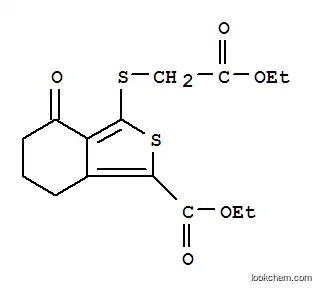 Molecular Structure of 172516-34-6 (ETHYL 3-[(2-ETHOXY-2-OXOETHYL)THIO]-4-OXO-4,5,6,7-TETRAHYDROBENZO[C]THIOPHENE-1-CARBOXYLATE)