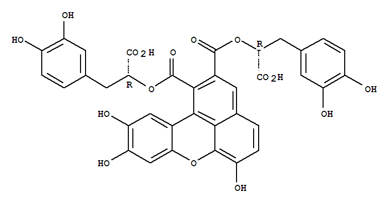 Molecular Structure of 199433-63-1 (Benzo[kl]xanthene-1,2-dicarboxylicacid, 6,9,10-trihydroxy-, 1,2-bis[(1R)-1-carboxy-2-(3,4-dihydroxyphenyl)ethyl]ester)
