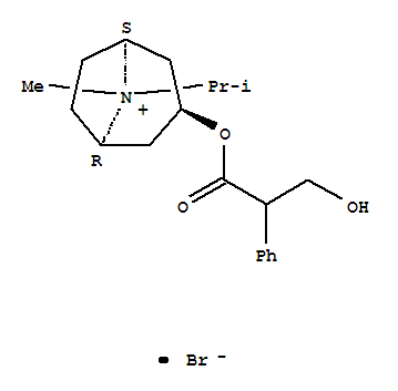 22254-24-6,Ipratropium bromide,8-Azoniabicyclo[3.2.1]octane,3-(3-hydroxy-1-oxo-2-phenylpropoxy)-8-methyl-8-(1-methylethyl)-, bromide,(3-endo,8-syn)- (9CI);8-Isopropylatropinium bromide (6CI,7CI);8-Azoniabicyclo[3.2.1]octane,3-(3-hydroxy-1-oxo-2-phenylpropoxy)-8-methyl-8-(1-methylethyl)-, bromide,(endo,syn)-;Atrovent;N-Isopropylatropinium bromide;N-Isopropylnoratropinium bromomethylate;Sch100;Sch 1000;