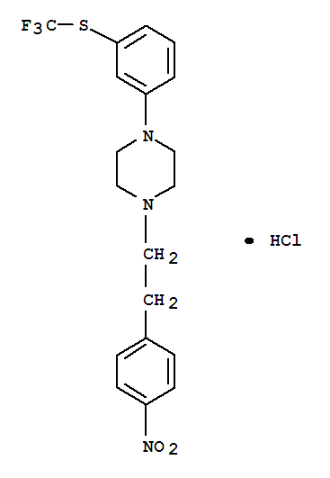 Piperazine,1-[2-(4-nitrophenyl)ethyl]-4-[3-[(trifluoromethyl)thio]phenyl]-, hydrochloride(1:1)                                                                                                          (2340-59-2)