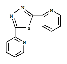 2726-92-3,Pyridine,2,2'-(1,3,4-thiadiazole-2,5-diyl)bis-,Pyridine,2,2'-(1,3,4-thiadiazole-2,5-diyl)di- (7CI,8CI);1,3,4-Thiadiazole-2,5-di-2-pyridyl; 2,5-Bis(2-pyridyl)-1,3,4-thiadiazole;2,5-Di-2-pyridyl-1,3,4-thiadiazole