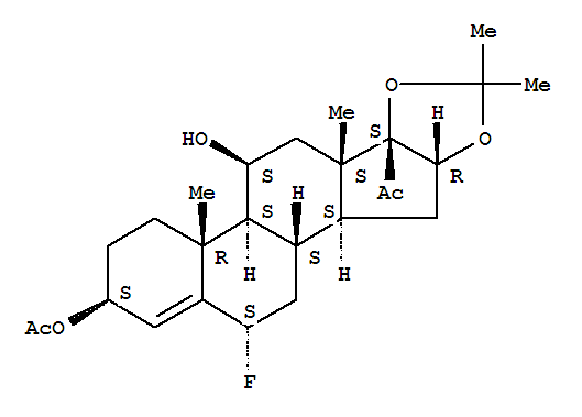 Pregn-4-en-20-one,3-(acetyloxy)-6-fluoro-11-hydroxy-16,17-[(1-methylethylidene)bis(oxy)]-, (3b,6a,11b,16a)- (9CI)