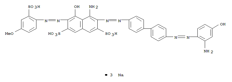 2,7-Naphthalenedisulfonicacid,4-amino-3-[2-[4'-[2-(2-amino-4-hydroxyphenyl)diazenyl][1,1'-biphenyl]-4-yl]diazenyl]-5-hydroxy-6-[2-(4-methoxy-2-sulfophenyl)diazenyl]-,sodium salt (1:3)