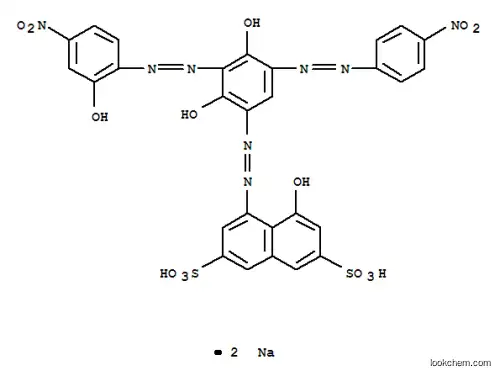 Molecular Structure of 93939-98-1 (disodium 4-[[2,4-dihydroxy-3-[(2-hydroxy-4-nitrophenyl)azo]-5-[(4-nitrophenyl)azo]phenyl]azo]-5-hydroxynaphthalene-2,7-disulphonate)