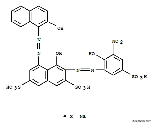 Molecular Structure of 93940-13-7 (4-hydroxy-5-[(2-hydroxy-1-naphthyl)azo]-3-[(2-hydroxy-3-nitro-5-sulphophenyl)azo]naphthalene-2,7-disulphonic acid, sodium salt)