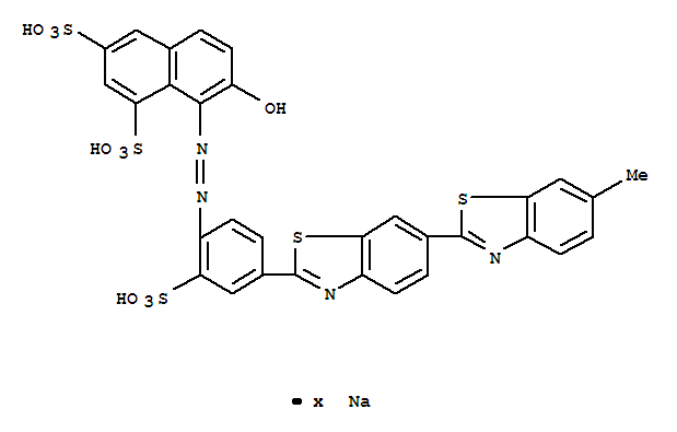 1,3-Naphthalenedisulfonicacid,7-hydroxy-8-[2-[4-(6-methyl[2,6'-bibenzothiazol]-2'-yl)-2-sulfophenyl]diazenyl]-,sodium salt (1: )