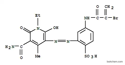 Molecular Structure of 93940-66-0 (4-[(2-bromoacryloyl)amino]-2-[[5-carbamoyl-1-ethyl-1,6-dihydro-2-hydroxy-4-methyl-6-oxo-3-pyridyl]azo]benzenesulphonic acid)