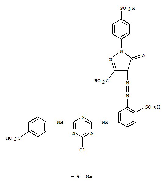1H-Pyrazole-3-carboxylicacid,4-[2-[5-[[4-chloro-6-[(4-sulfophenyl)amino]-1,3,5-triazin-2-yl]amino]-2-sulfophenyl]diazenyl]-4,5-dihydro-5-oxo-1-(4-sulfophenyl)-,sodium salt (1:4)