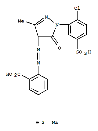 Benzoic acid,2-[2-[1-(2-chloro-5-sulfophenyl)-4,5-dihydro-3-methyl-5-oxo-1H-pyrazol-4-yl]diazenyl]-,sodium salt (1:2)