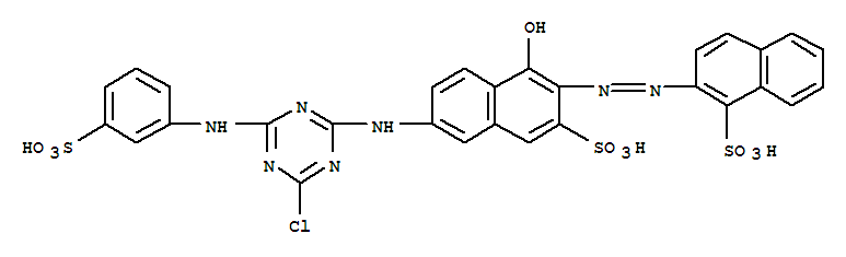 93942-64-4,2-[[6-[[4-chloro-6-[(3-sulphophenyl)amino]-1,3,5-triazin-2-yl]amino]-1-hydroxy-3-sulpho-2-naphthyl]azo]naphthalene-1-sulphonic acid,1-Naphthalenesulfonicacid,2-[[6-[[4-chloro-6-[(3-sulfophenyl)amino]-1,3,5-triazin-2-yl]amino]-1-hydroxy-3-sulfo-2-naphthalenyl]azo]-(9CI)