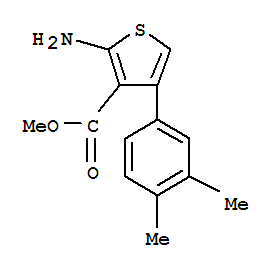 Molecular Structure of 350990-08-8 (3-Thiophenecarboxylicacid, 2-amino-4-(3,4-dimethylphenyl)-, methyl ester)