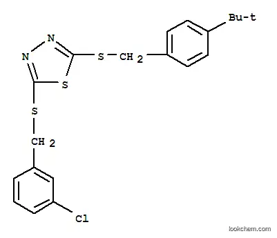Molecular Structure of 353254-78-1 (5-(4-TERT-BUTYLBENZYLTHIO)-2-(3-CHLOROBENZYLTHIO)-1,3,4-THIADIAZOLE)