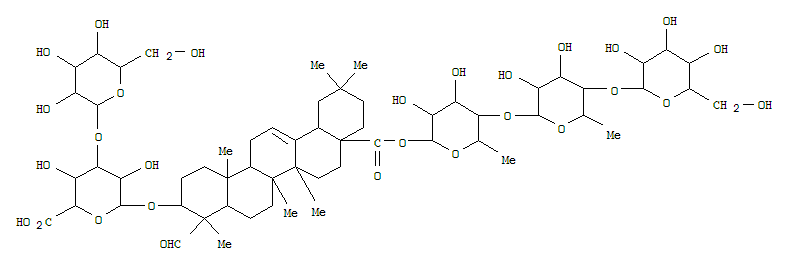 b-D-Glucopyranosiduronicacid, (3b,4b)-28-[(O-b-D-galactopyranosyl-(1?4)-O-6-deoxy-a-L-mannopyranosyl-(1?4)-6-deoxy-b-D-galactopyranosyl)oxy]-23,28-dioxoolean-12-en-3-yl3-O-b-D-glucopyranosyl- (9CI)