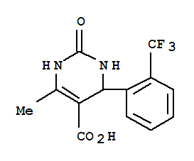 Molecular Structure of 356566-54-6 (5-Pyrimidinecarboxylicacid, 1,2,3,4-tetrahydro-6-methyl-2-oxo-4-[2-(trifluoromethyl)phenyl]-)