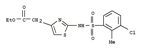 Molecular Structure of 375844-31-8 (4-Thiazoleaceticacid, 2-[[(3-chloro-2-methylphenyl)sulfonyl]amino]-,ethyl ester)