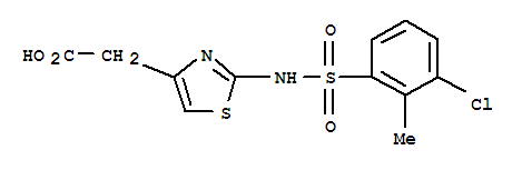 Molecular Structure of 376638-09-4 (4-Thiazoleaceticacid, 2-[[(3-chloro-2-methylphenyl)sulfonyl]amino]-)