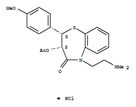 1,5-Benzothiazepin-4(5H)-one,3-(acetyloxy)-5-[2-(dimethylamino)ethyl]-2,3-dihydro-2-(4-methoxyphenyl)-,hydrochloride (1:1), (2R,3R)-rel-