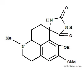 Molecular Structure of 41829-20-3 (Spiro[7H-benzo[de]quinoline-7,4'-imidazolidine]-2',5'-dione,1,2,3,8,9,9a-hexahydro-6-hydroxy-5-methoxy-1-methyl-,trans- (9CI))