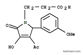 Molecular Structure of 436088-34-5 (3-[3-ACETYL-4-HYDROXY-2-(3-METHOXY-PHENYL)-5-OXO-2,5-DIHYDRO-PYRROL-1-YL]-PROPIONIC ACID)