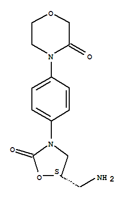 Molecular Structure of 446292-10-0 (3-Morpholinone,4-[4-[(5S)-5-(aminomethyl)-2-oxo-3-oxazolidinyl]phenyl]-)