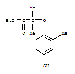 Molecular Structure of 447406-77-1 (Propanoicacid, 2-(4-mercapto-2-methylphenoxy)-2-methyl-, ethyl ester)