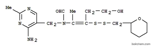 Molecular Structure of 4482-76-2 (Formamide,N-[(4-amino-2-methyl-5-pyrimidinyl)methyl]-N-[4-hydroxy-1-methyl-2-[[(tetrahydro-2H-pyran-2-yl)methyl]dithio]-1-buten-1-yl]-)