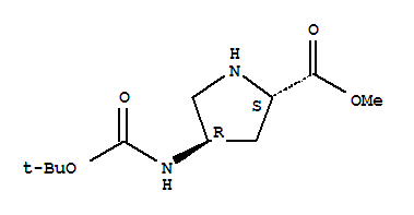 Molecular Structure of 473806-21-2 (L-Proline,4-[[(1,1-dimethylethoxy)carbonyl]amino]-, methyl ester, (4R)-)