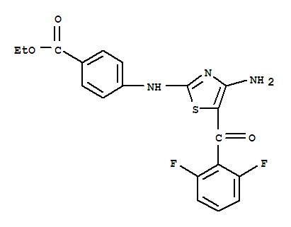 Molecular Structure of 486413-80-3 (Benzoicacid, 4-[[4-amino-5-(2,6-difluorobenzoyl)-2-thiazolyl]amino]-, ethyl ester)