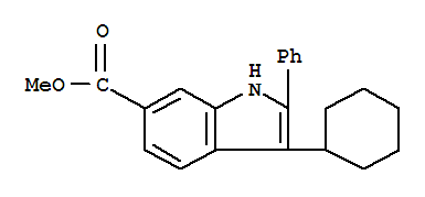 Molecular Structure of 494799-14-3 (1H-Indole-6-carboxylicacid, 3-cyclohexyl-2-phenyl-, methyl ester)