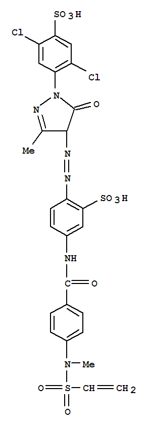 Benzenesulfonic acid, 2,5-dichloro-4-[4-[2-[4-[[4-[(ethenylsulfonyl)methylamino]benzoyl]amino]-2-sulfophenyl]diazenyl]-4,5-dihydro-3-methyl-5-oxo-1H-pyrazol-1-yl]-