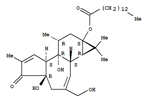 Tetradecanoic acid, (1aR,1bS,4aR,7aS,7bR,8R,9aS)-1,1a,1b,4,4a,5,7a,7b,8,9-decahydro-4a,7b-dihydroxy-3-(hydroxymethyl)-1,1,6,8-tetramethyl-5-oxo-9aH-cyclopropa[3,4]benz[1,2-e]azulen-9a-ylester