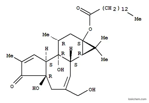 Molecular Structure of 53414-26-9 ((1aR,1bS,4aR,7aS,7bR,8R,9aS)-4a,7b-dihydroxy-3-(hydroxymethyl)-1,1,6,8-tetramethyl-5-oxo-1,1a,1b,4,4a,5,7a,7b,8,9-decahydro-9aH-cyclopropa[3,4]benzo[1,2-e]azulen-9a-yl tetradecanoate)