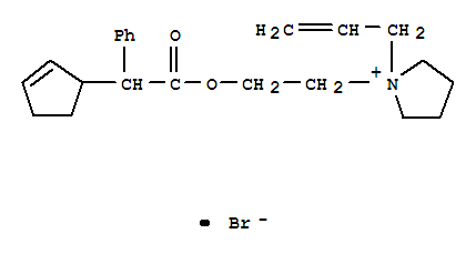 5411-45-0,1-(2-{[cyclopent-2-en-1-yl(phenyl)acetyl]oxy}ethyl)-1-(prop-2-en-1-yl)pyrrolidinium,Pyrrolidinium,1-[2-[(2-cyclopenten-1-ylphenylacetyl)oxy]ethyl]-1-(2-propenyl)-, bromide(9CI); NSC 10963